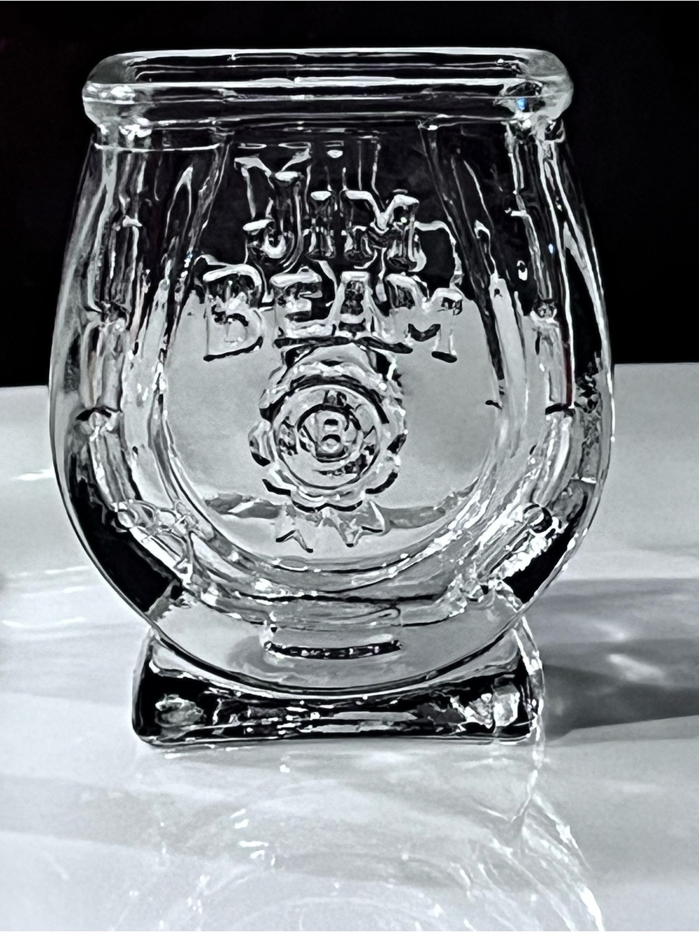 Vintage Jim Beam Shot Glass/Toothpick Holder Glass Horseshoe Shape Glass